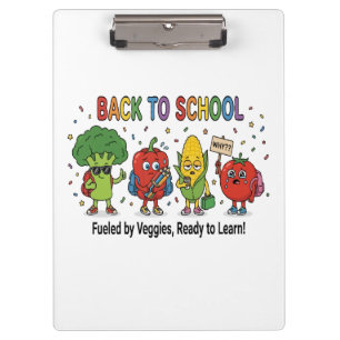 Funny Back to School Cute Vegetable Characters Clipboard