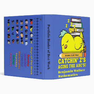 Funny Back to School Grade Name Sleeping Chicken  3 Ring Binder