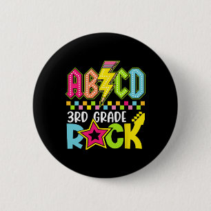 Funny Back To School Lightning Bolt 3rd Grade Rock Button