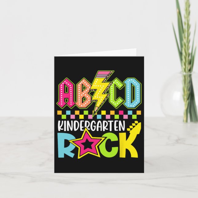 Funny Back To School Lightning Bolt Kindergarten R Card (Front)