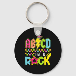 Funny Back To School Lightning Bolt Pre K Rock Kid Keychain