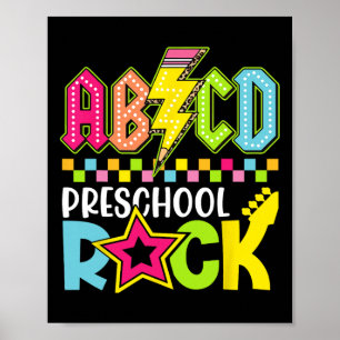 Funny Back To School Lightning Bolt Preschool Rock Poster