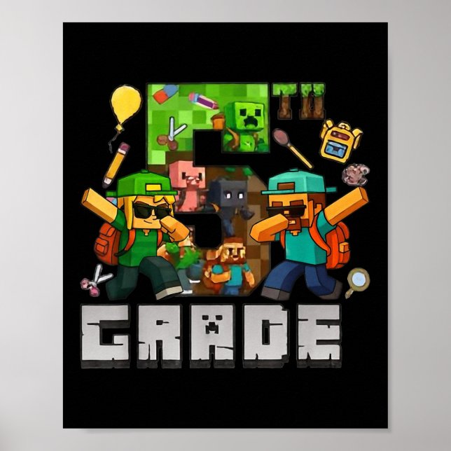 Funny Back To School Tee 5th Grade Dabbing Gamers  Poster (Front)