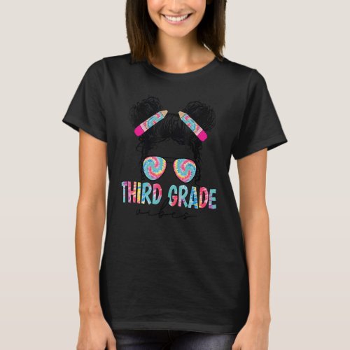 Funny Back To School Third Grade Vibes Retro Teach T-Shirt