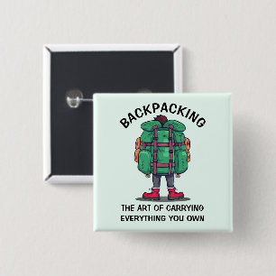 Funny Backpacker Button