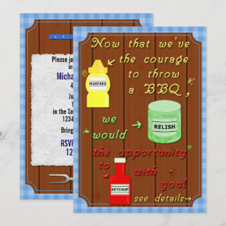 Funny Backyard Barbecue Party Pun Invitation
