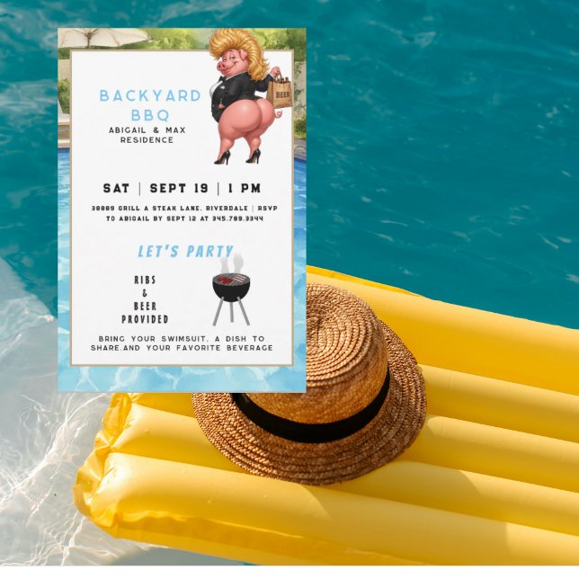 Funny Backyard BBq & Pool Party II Invitation (Creator Uploaded)