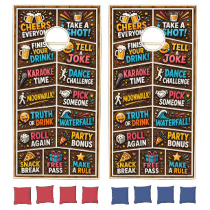 Funny Backyard BBQ & Tailgate Cornhole Wrap Set