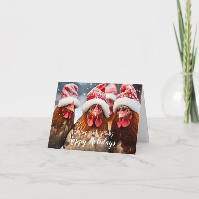 Funny Backyard Chickens Christmas Happy Holidays Card (Front)