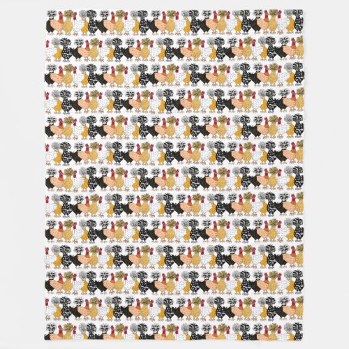 Funny Backyard Chickens Polish Hens Polka Dot Fleece Blanket