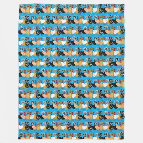 Funny Backyard Chickens Polish Hens Polka Dot Fleece Blanket