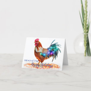Funny Backyard Chickens Rooster Christmas Lights Holiday Card