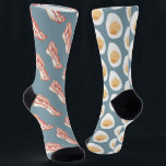 Funny Bacon and Eggs Pattern Socks<br><div class="desc">Design features an allover pattern of quirky bacon and eggs in mix and match styling. Change background color as desired. Add your custom wording to this design by using the "Edit this design template" boxes on the right-hand side of the item or click the blue "Customize it" button to arrange...</div>