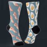 Funny Bacon and Eggs Pattern Socks<br><div class="desc">Design features an allover pattern of quirky bacon and eggs in mix and match styling. Change background color as desired. Add your custom wording to this design by using the "Edit this design template" boxes on the right-hand side of the item or click the blue "Customize it" button to arrange...</div>