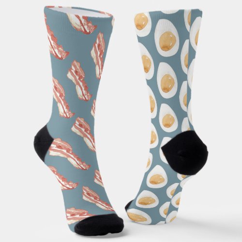 Funny Bacon and Eggs Pattern Socks