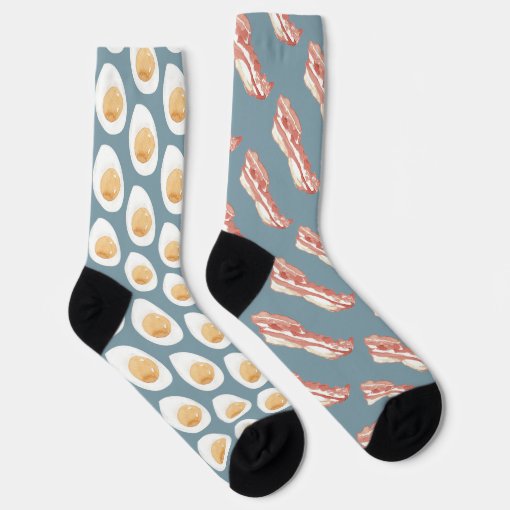 Funny Bacon and Eggs Pattern Socks Zazzle