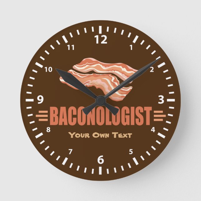 Funny Bacon Baconologist Round Clock (Front)