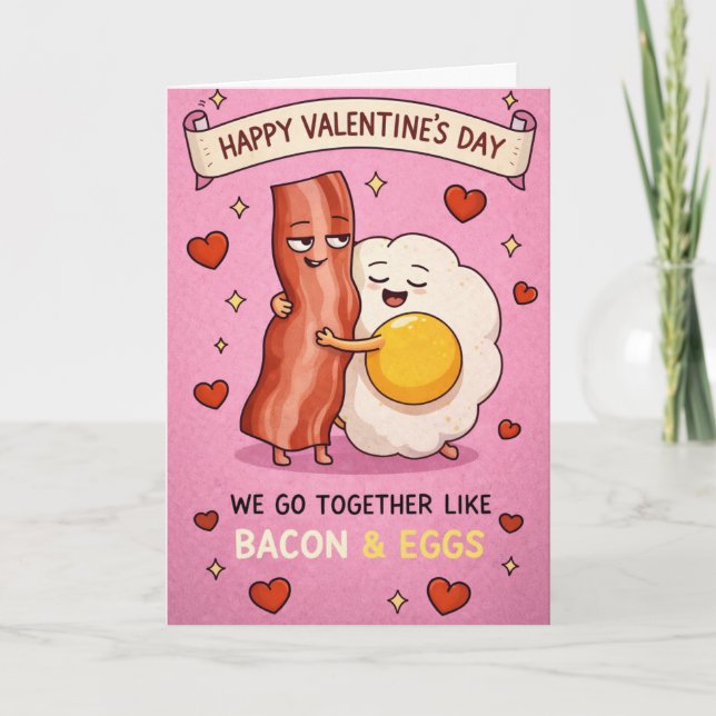 funny bacon & eggs Valentine card 🥓🍳 (Front)