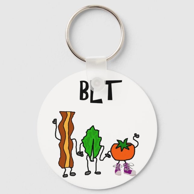Funny Bacon, Lettuce, and Tomato Cartoon Keychain (Front)
