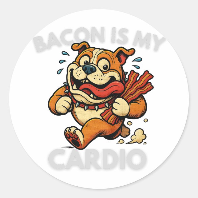 Funny Bacon Lover Retro Design Classic Round Sticker (Front)