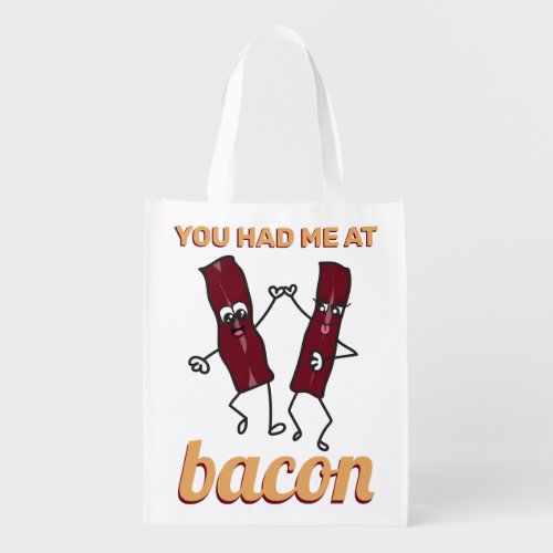 Funny Bacon Meme Obsession Cute Couple BFF Foodie Grocery Bag