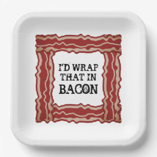 Funny bacon paper party plates for pork meat lover