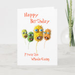 Funny Bacteria birthday card<br><div class="desc">A greeting card with funny bacteria wishing you happy birthday from the whole gang!</div>