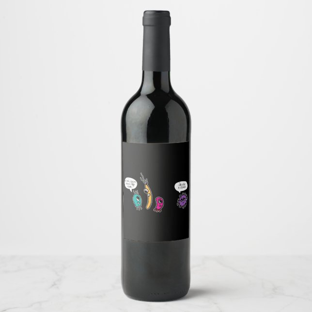 Funny Bacteria Pun Biology Science Biologist Wine Label (Front)