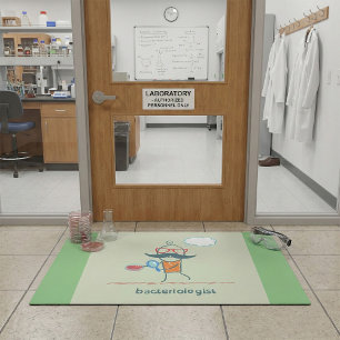 Funny Bacteriologist Scientist with Big Moustache  Doormat