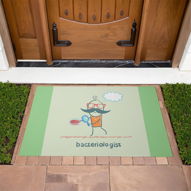 Funny Bacteriologist Scientist with Big Moustache  Doormat (Creator Uploaded)