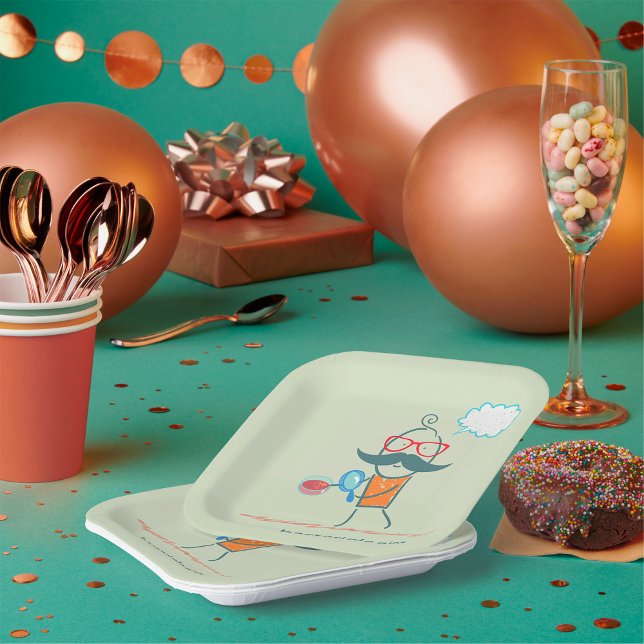 Funny Bacteriologist Scientist with Big Moustache  Paper Plates (Creator Uploaded)