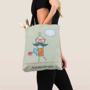 Funny Bacteriologist Scientist with Big Moustache Tote Bag
