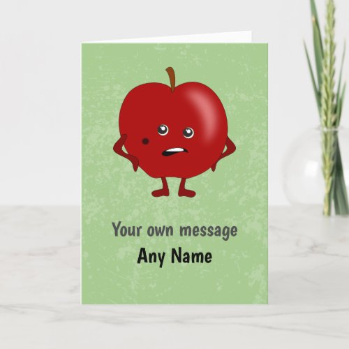 Funny Bad Apple Fruit on Green Custom Occasion Card