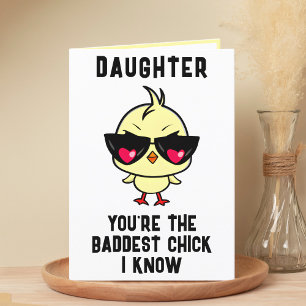 Funny Bad Chick Chicken Daughter Happy Birthday Letterpress Thank You Card