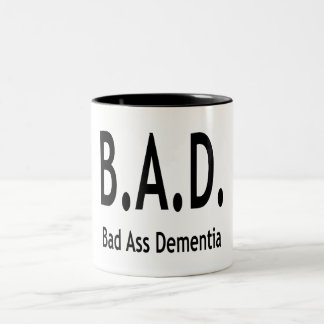 Funny BAD Dementia Forgetful Typography Two-Tone Coffee Mug
