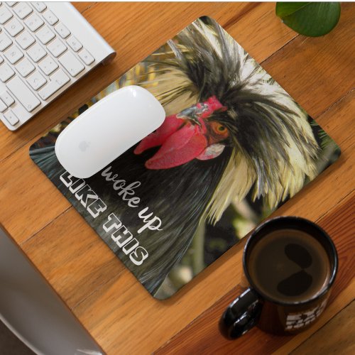 Funny Bad Hair Chicken Photo Meme Mouse Pad