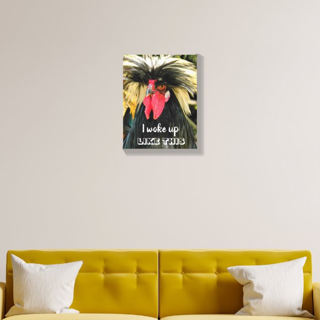 Funny Bad Hair Day Chicken Meme Canvas Photo Tile (Living Room)