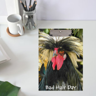Funny Bad Hair Day Chicken Meme Clipboard
