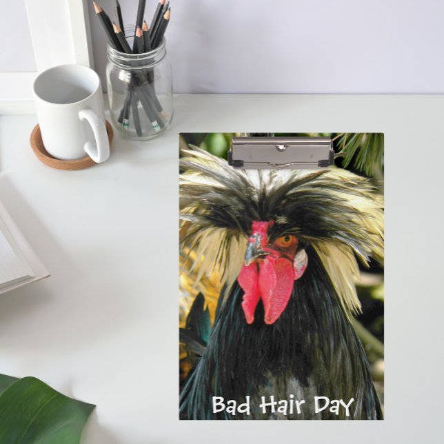 Funny Bad Hair Day Chicken Meme Clipboard (In Situ)