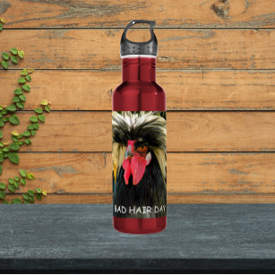 Funny Bad Hair Day Chicken Meme Stainless Steel Water Bottle