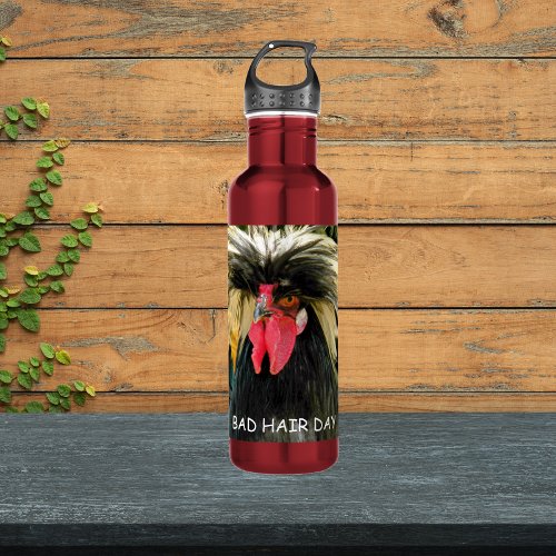 Funny Bad Hair Day Chicken Meme Stainless Steel Water Bottle