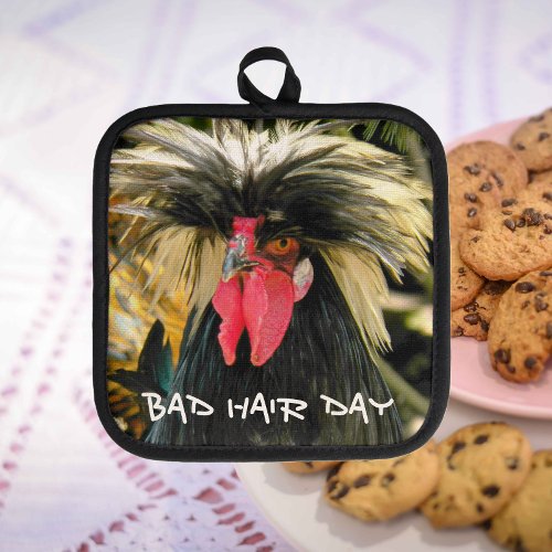 Funny Bad Hair Day Chicken Pot Holder