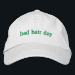 Funny Bad Hair Quote Trendy Unique Custom Lazy Embroidered Baseball Cap<br><div class="desc">Make a statement with this trendy embroidered baseball cap featuring a funny quote about bad hair days and a lazy vibe. The text and thread color can be fully customized, making it the perfect accessory for those who love humor, casual style, and a laid-back approach to life. Great as a...</div>