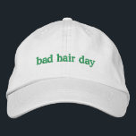 Funny Bad Hair Quote Trendy Unique Custom Lazy Embroidered Baseball Cap<br><div class="desc">Make a statement with this trendy embroidered baseball cap featuring a funny quote about bad hair days and a lazy vibe. The text and thread color can be fully customized, making it the perfect accessory for those who love humor, casual style, and a laid-back approach to life. Great as a...</div>