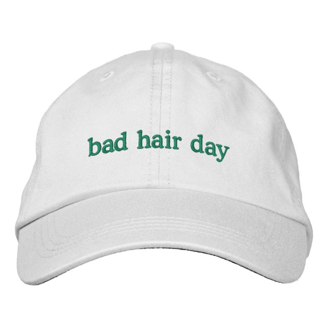 Funny Bad Hair Quote Trendy Unique Custom Lazy Embroidered Baseball Cap (Front)