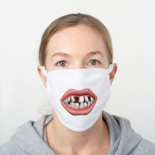 Funny Bad Hillbilly Teeth White Cotton Face Mask
