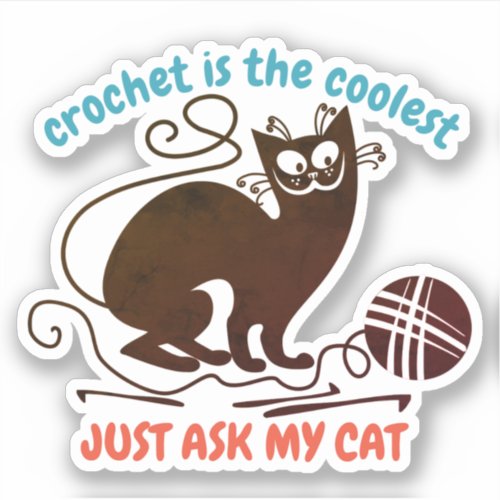 Funny bad kitty cat helps with crochet sticker