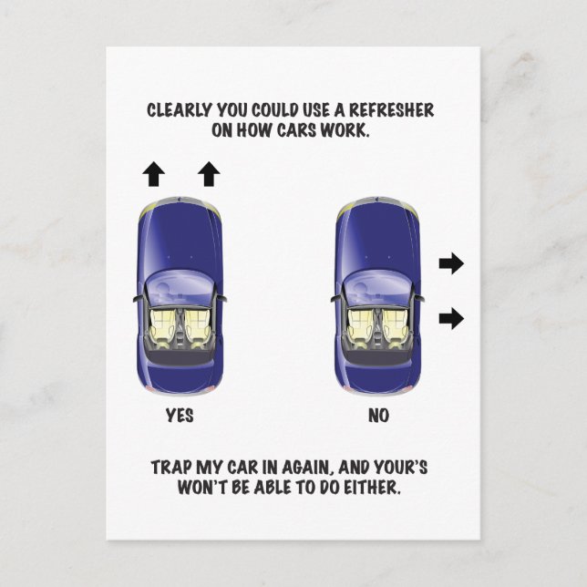 Funny Bad Parking Note Postcard (Front)