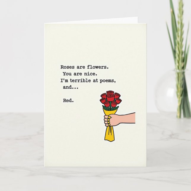 Funny Bad Poem Roses Love Card (Front)