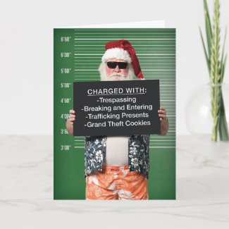 Funny Bad Santa Arrested Holiday Card
